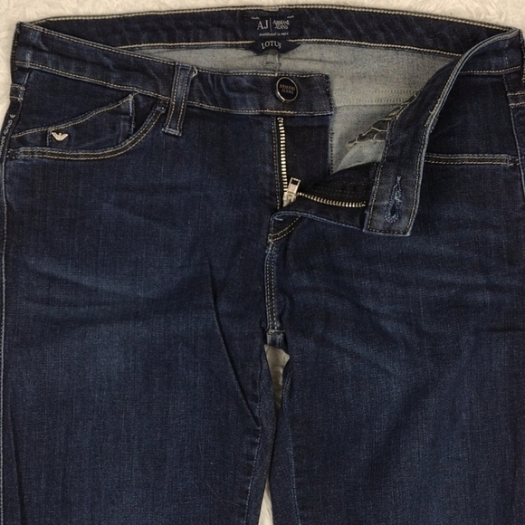 Armani Jeans Lotus Blue Dark Wash Five Pocket Low Mid Rise Skinny Leg Jean - Picture 6 of 15